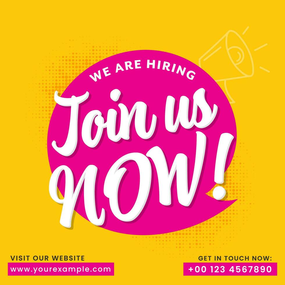 Hiring or Recruitment Advertising can be used as poster, job hiring announcement on social media, banner, flyer. Vacancies template on yellow background. vector