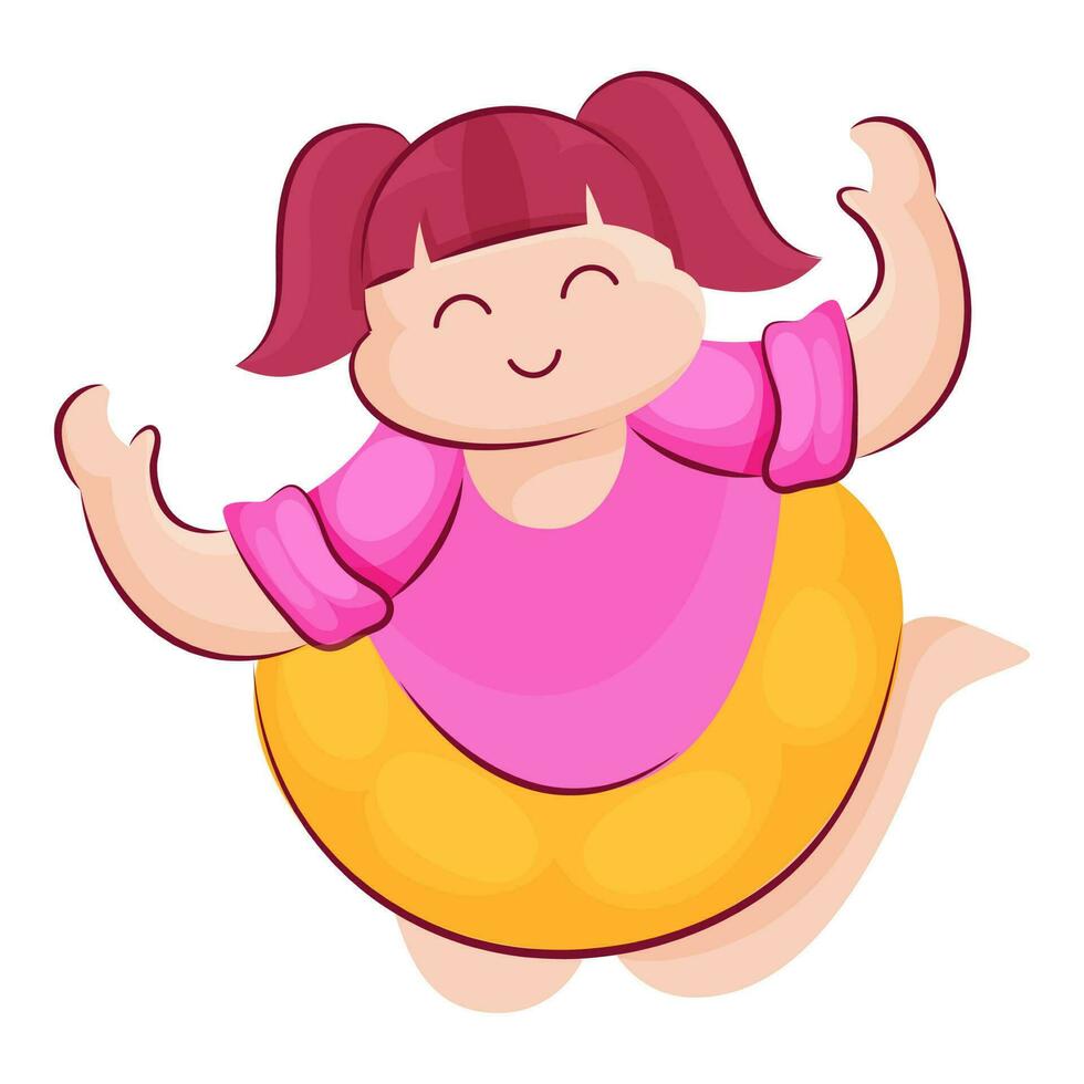 Character Of Cute Girl With Swimming Ring On White Background. vector