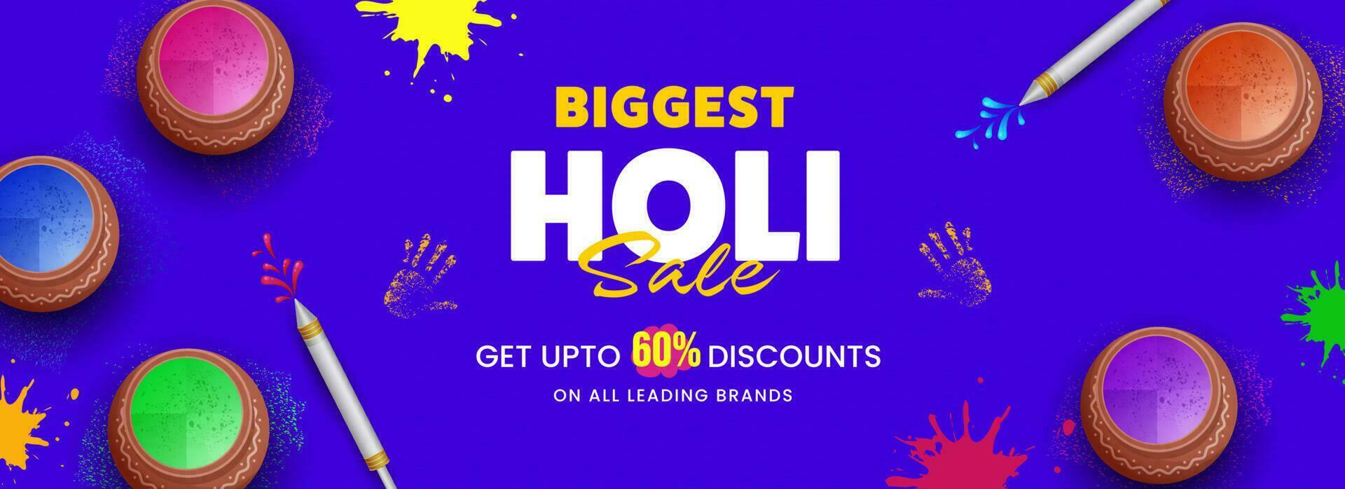 Biggest Holi Sale Banner Or Header Design In Blue Color. vector