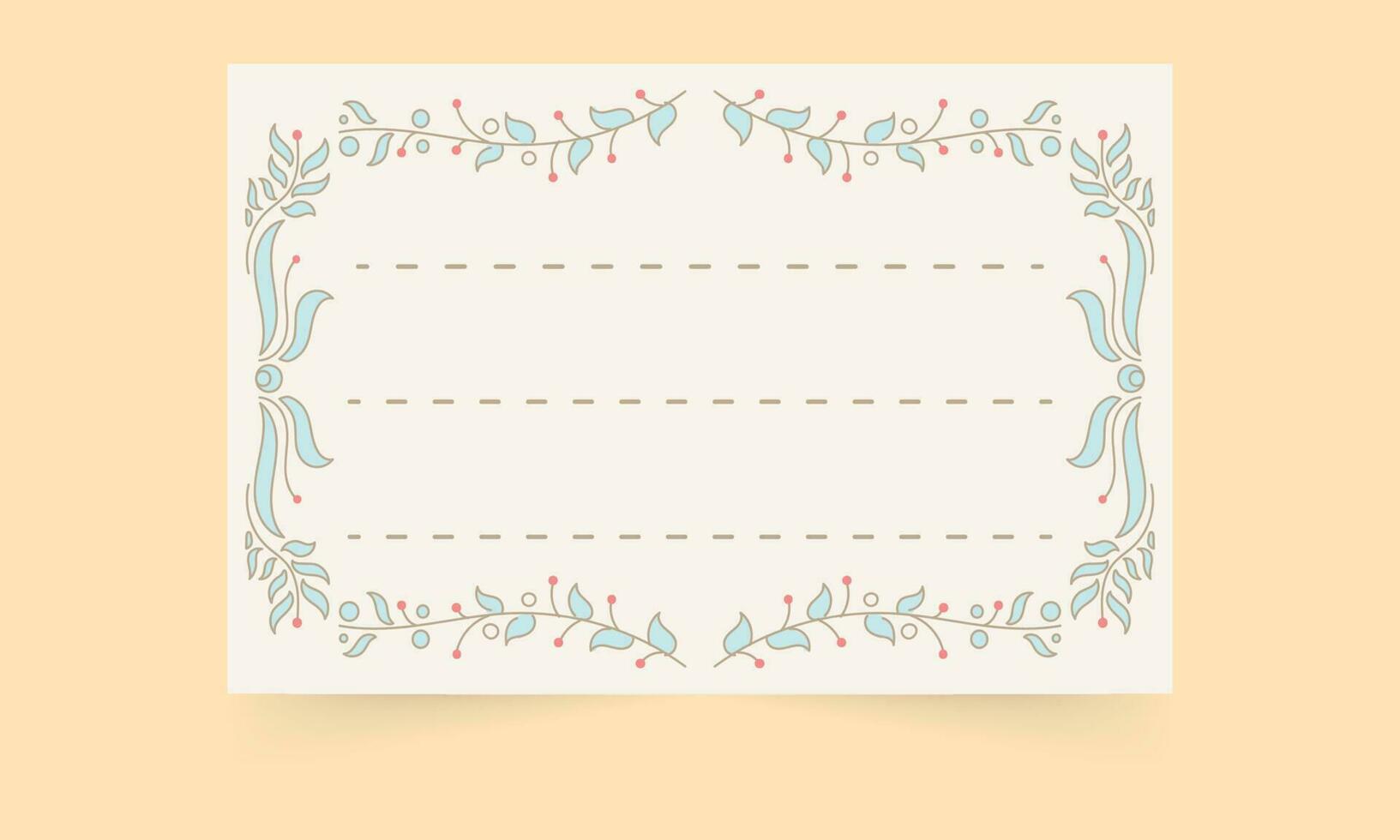 Floral Card Or Notebook Label Over Beige Yellow Background. vector