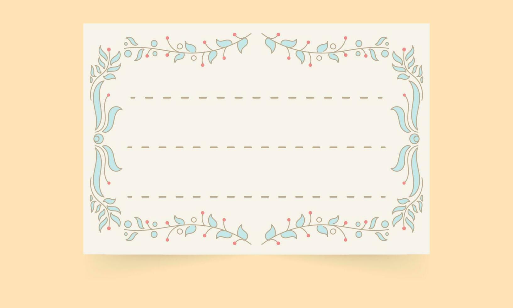 Floral Card Or Notebook Label Over Beige Yellow Background. vector