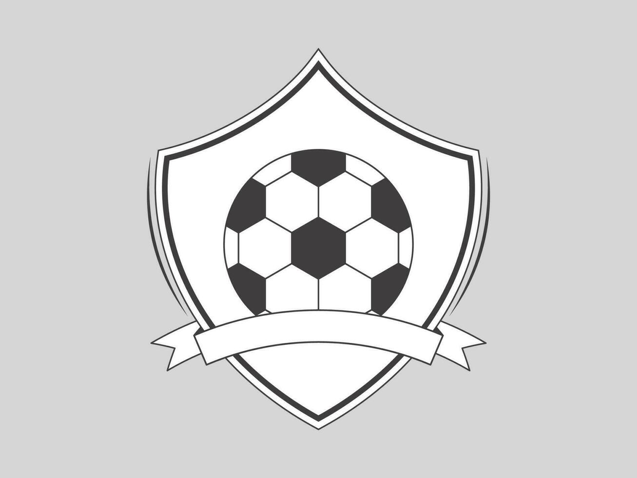 Doodle Soccer Shield Label On Gray Background. vector