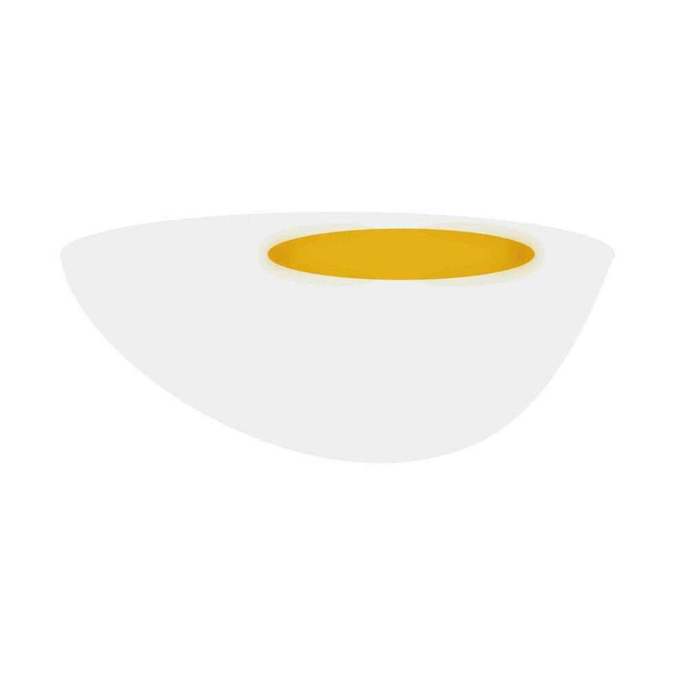 Boiled Egg Half Cut Piece In Flat Style. vector