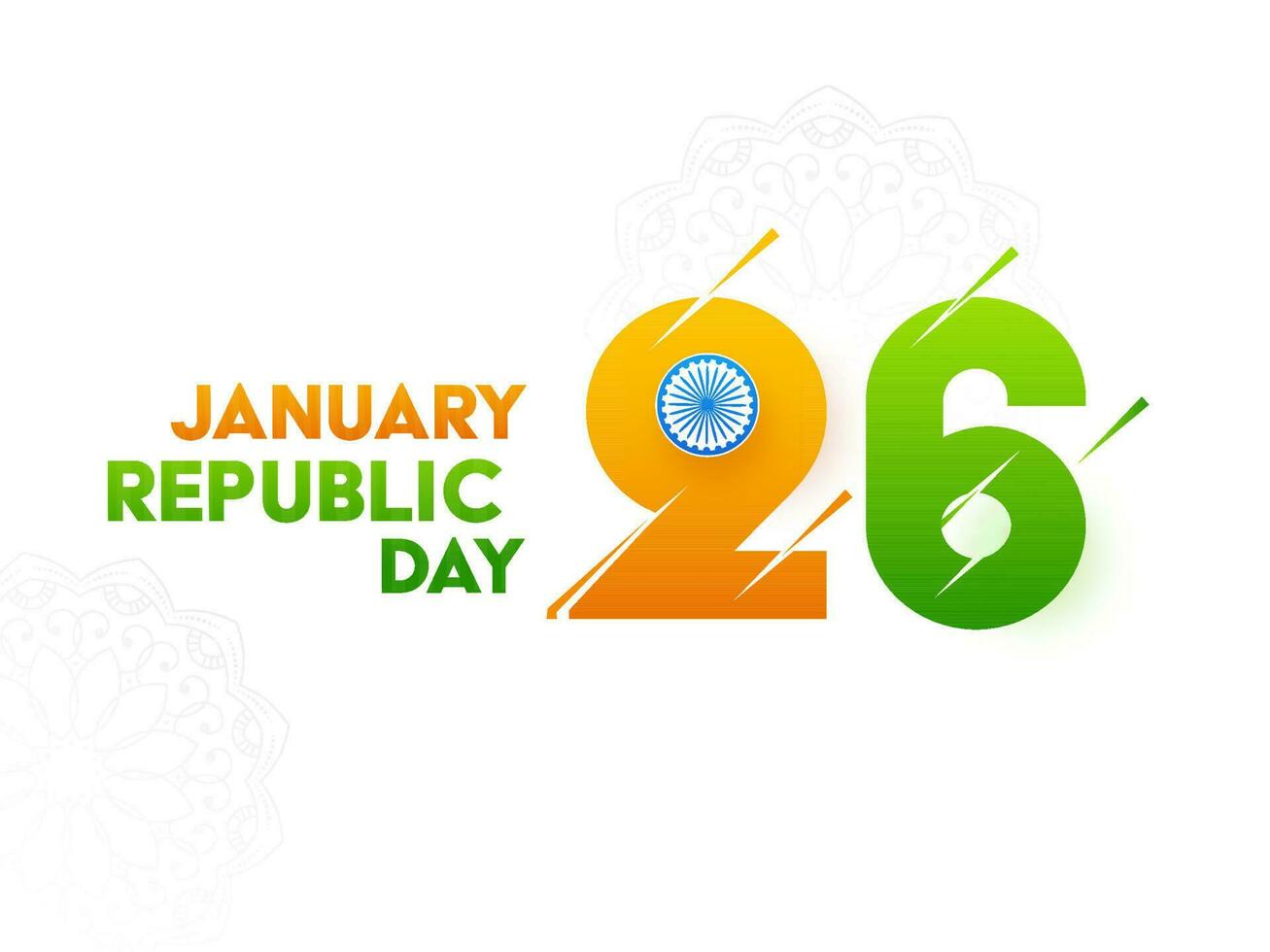 26 January, Republic Day Font In Saffron And Green Color Against White Background. vector