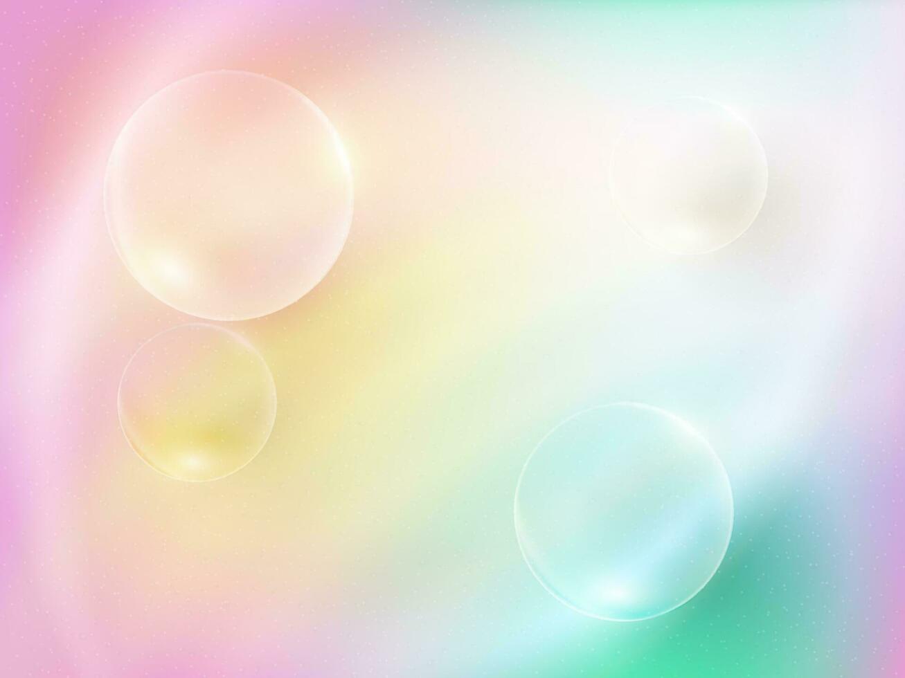 Glossy Abstract Gradient Mesh Background With Transparent Bubbles. vector