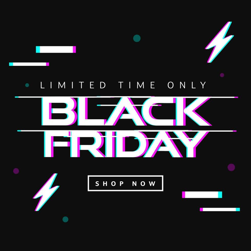 Sale Poster Or Template Design With Glitch Style Black Friday Font Against Background. vector
