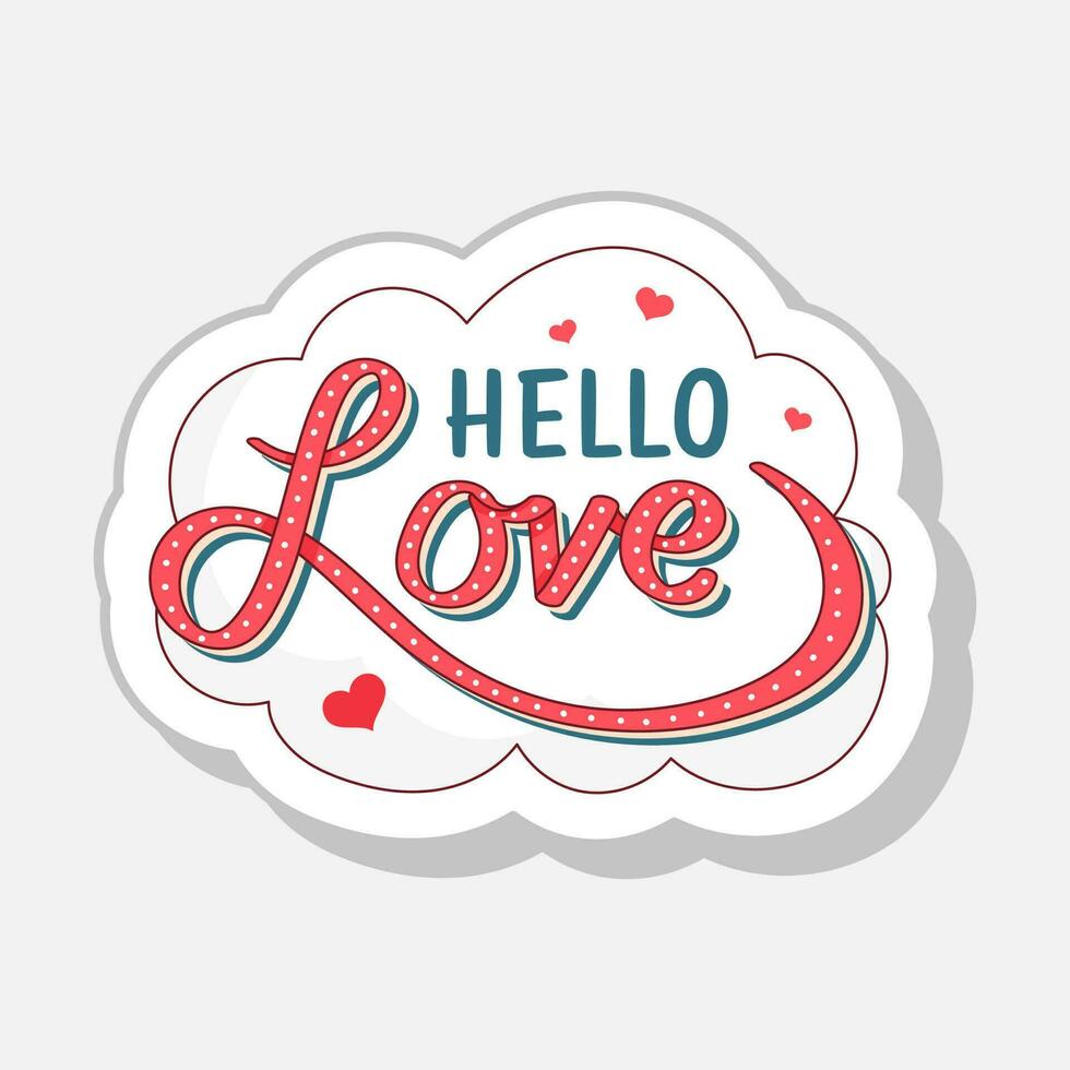 plano estilo Hola amor texto pegatina o etiqueta símbolo. vector