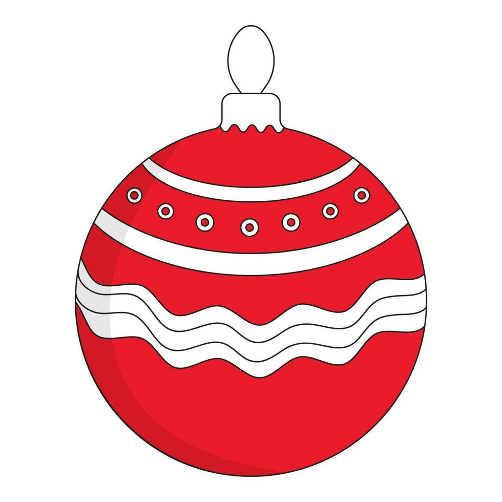 ondulado y perlas modelo Navidad pelota plano icono en rojo y blanco color. vector