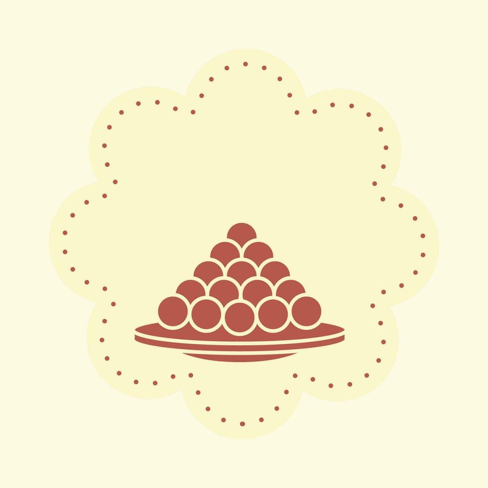 Indian Sweets Ball Sticker Or Label In Brown And Cosmic Latte Color. vector