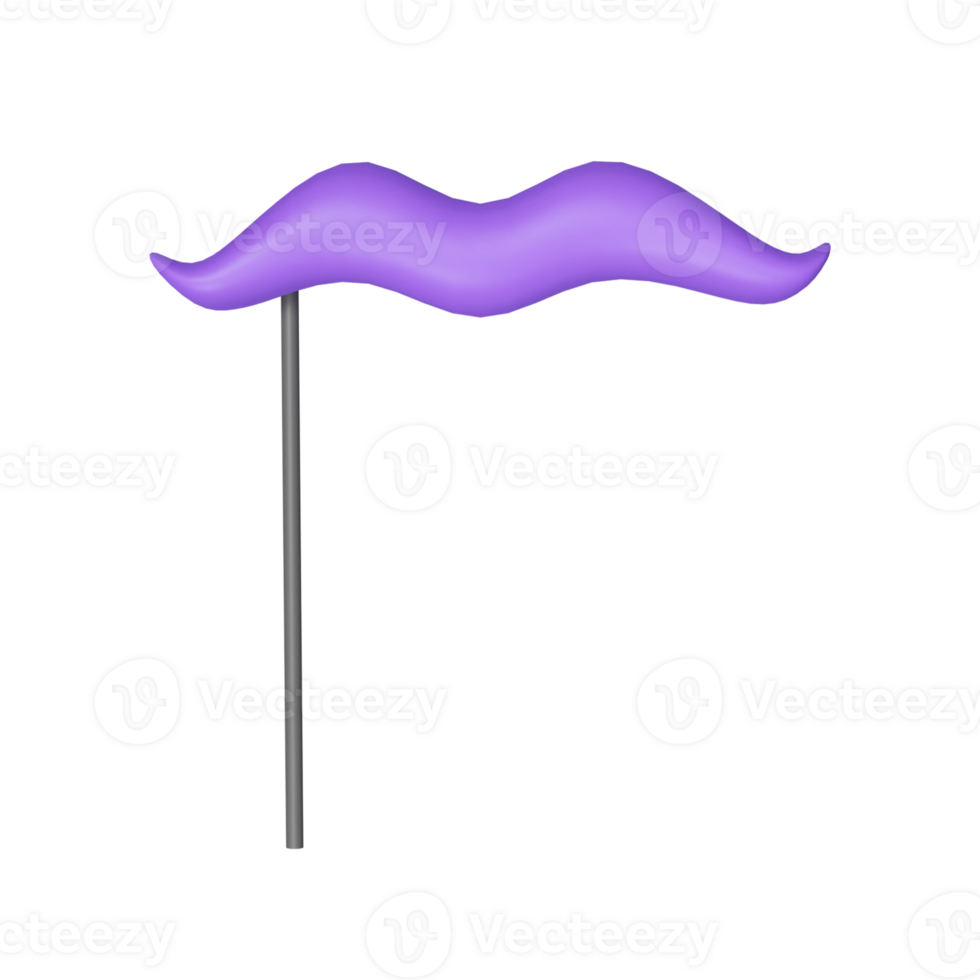 3D Render Illustration Of Purple Mustache Icon. png