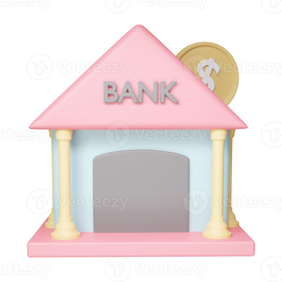 3D Render Illustration of Bank Icon. png