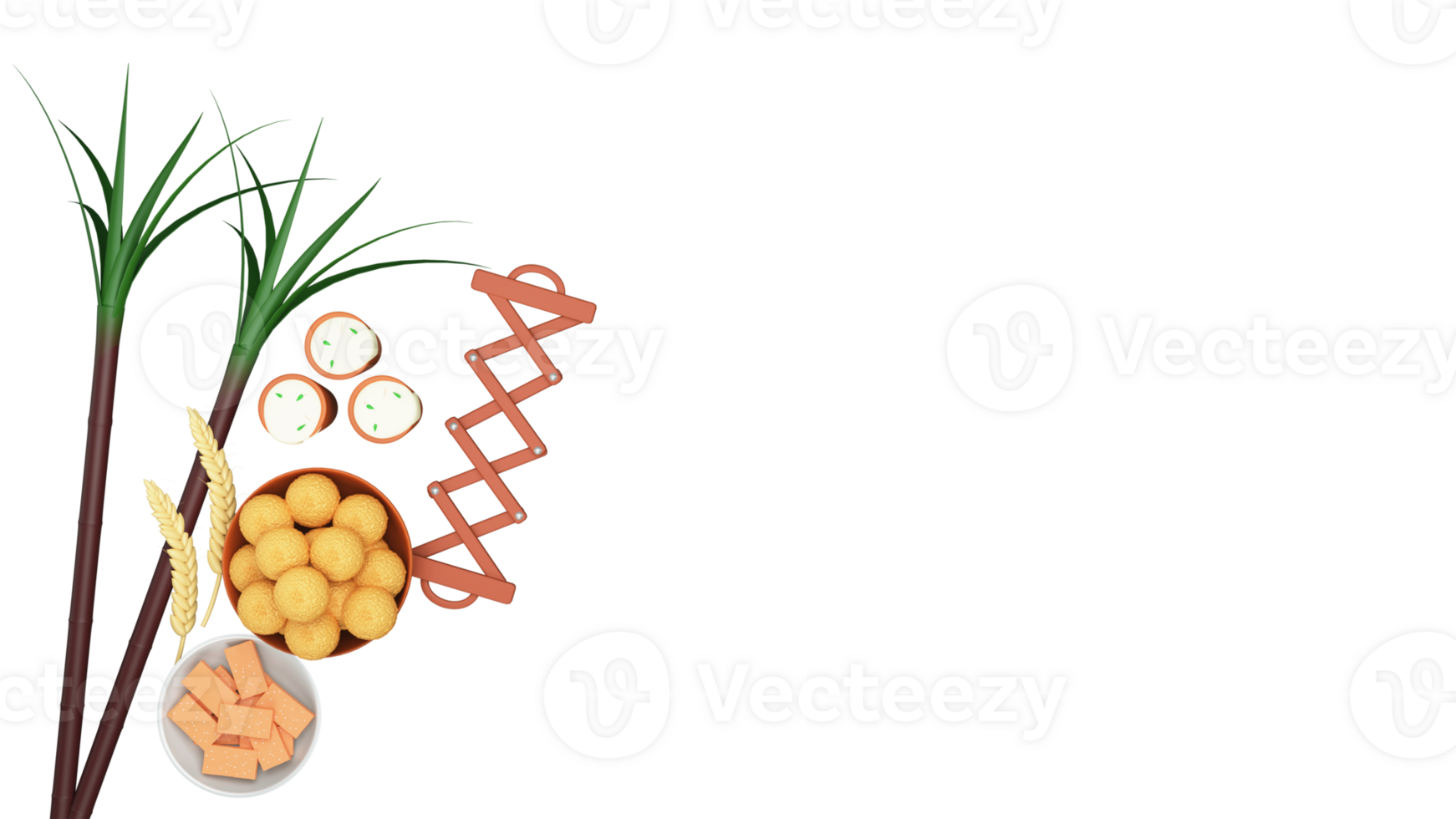 Top View Of Punjabi Festival Elements In 3D Render. png