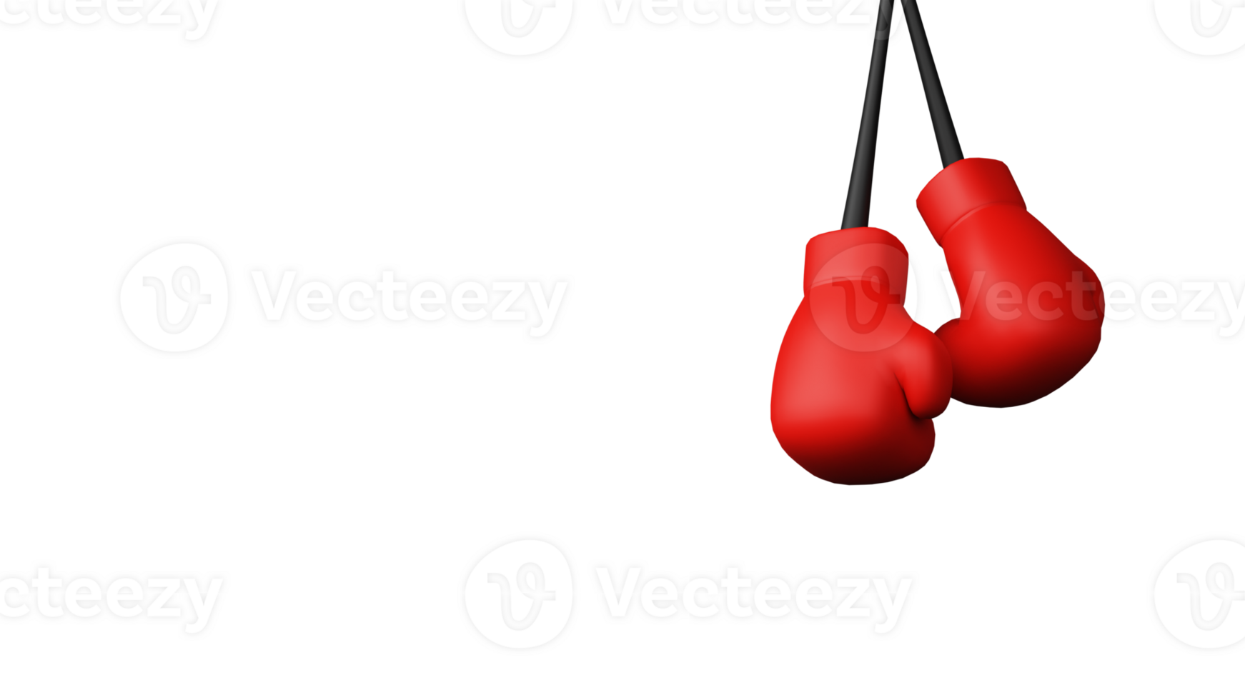 3D Render Of Hanging Boxing Gloves Against Background. png