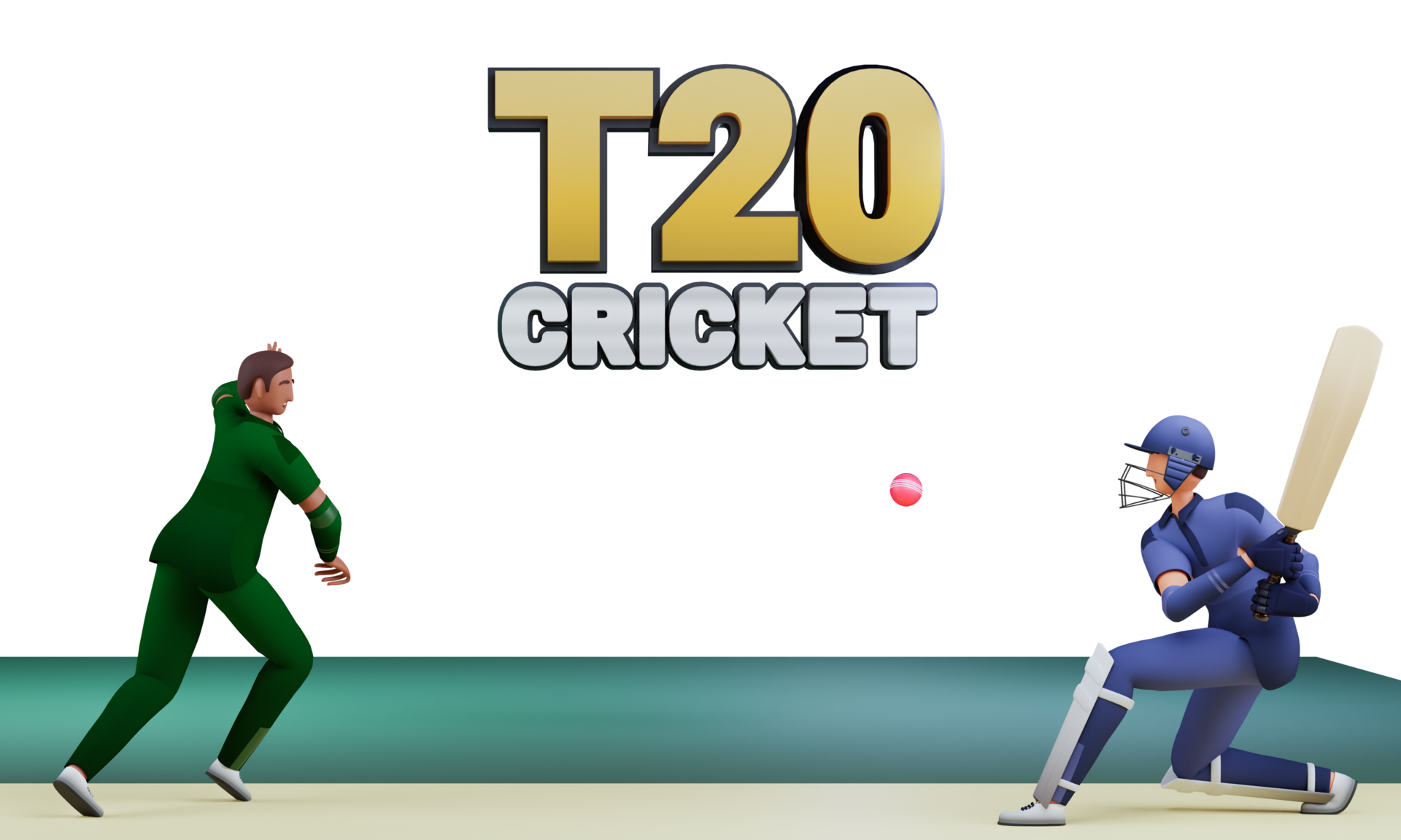 3D Illustration Of Bowler Throwing Ball To Batsman Of Participating Countries Team For T20