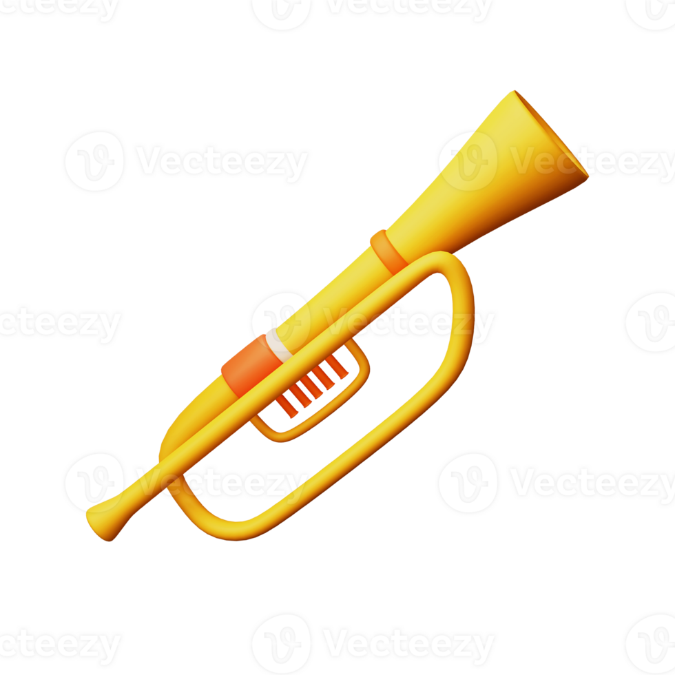 d'or et Orange illustration de trompette 3d icône. png