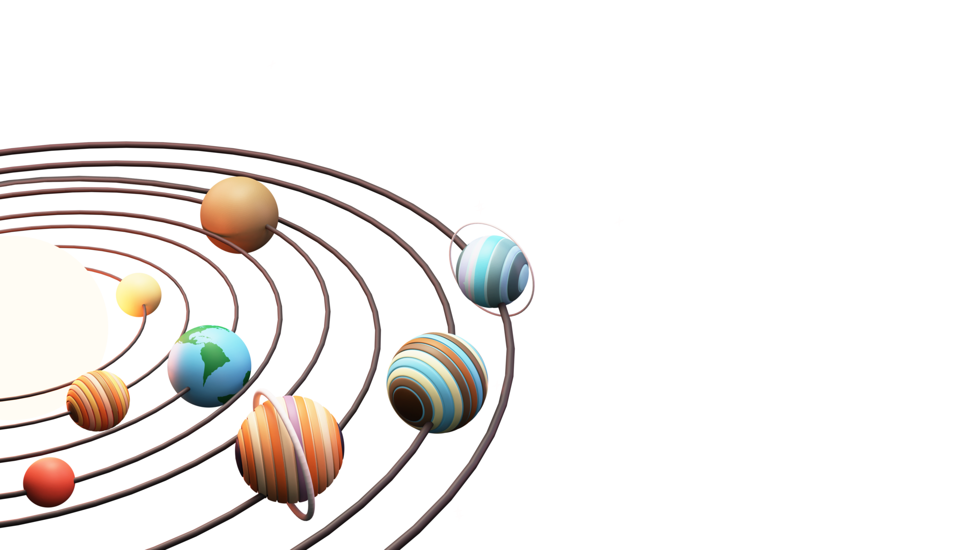 Free 3d Renderização do solar sistema mostrando planetas por aí Sol