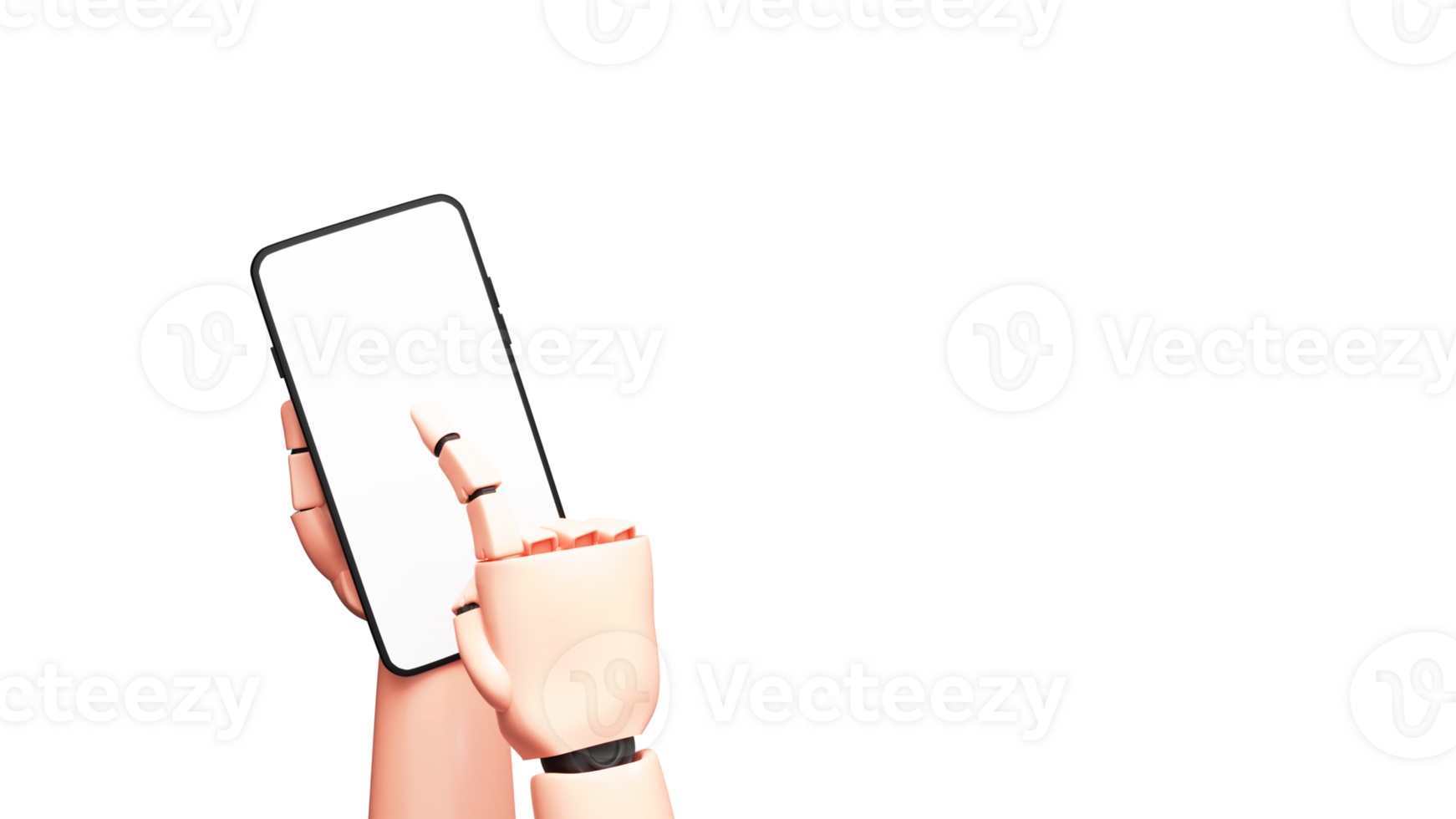 3D Render Of Robotic Hand Using Smartphone Against Background. png