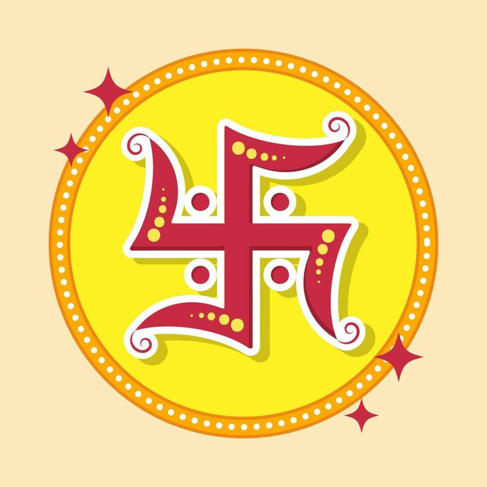 Illustration Of Red Swastika Symbol Or Icon In Flat Style. vector