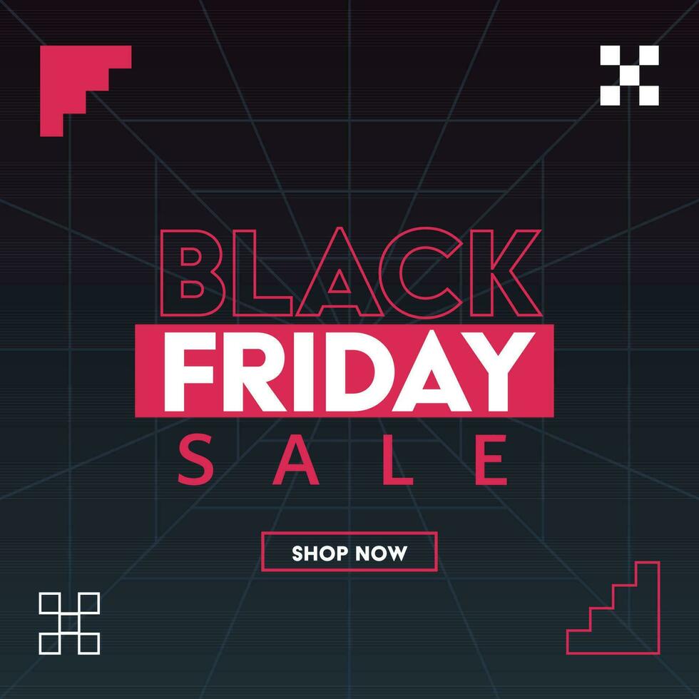 Black Friday Sale Poster Design With Line Art Square Tunnel Background vector