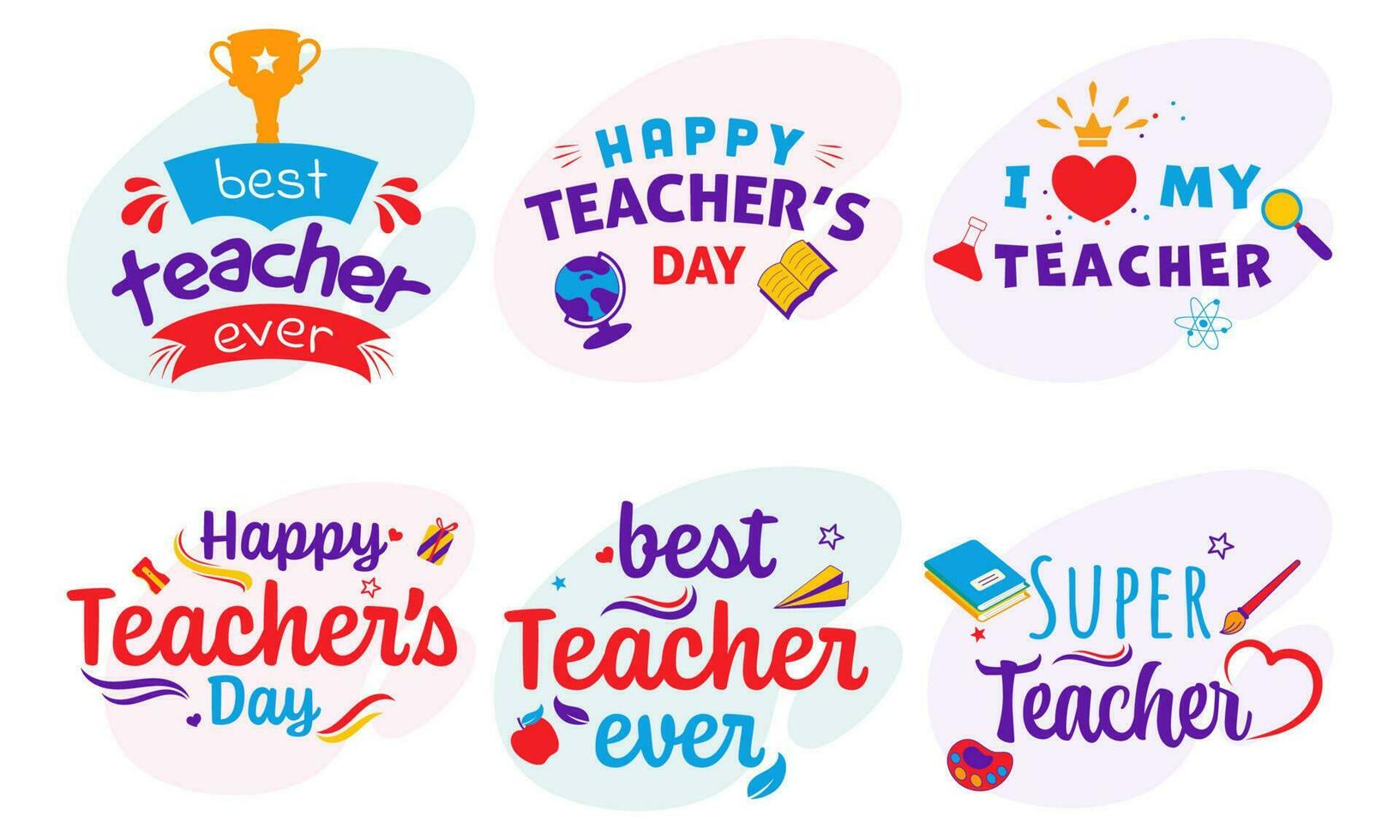 Happy Teacher's Day Quote Set Against Background. vector