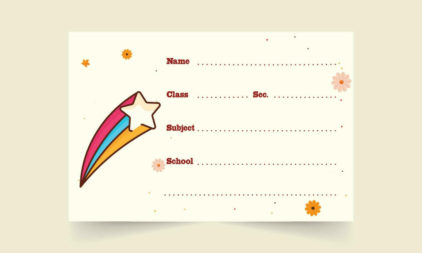 Shooting Star Name Tag Or Notebook Label On Beige Background. vector