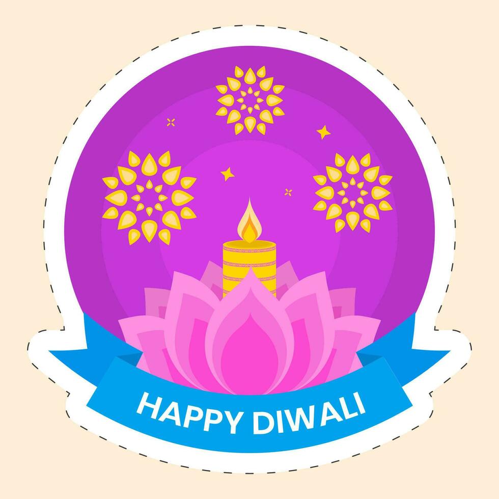 Burning Candle On Lotus Flower Against Mandala Pink Background. vector