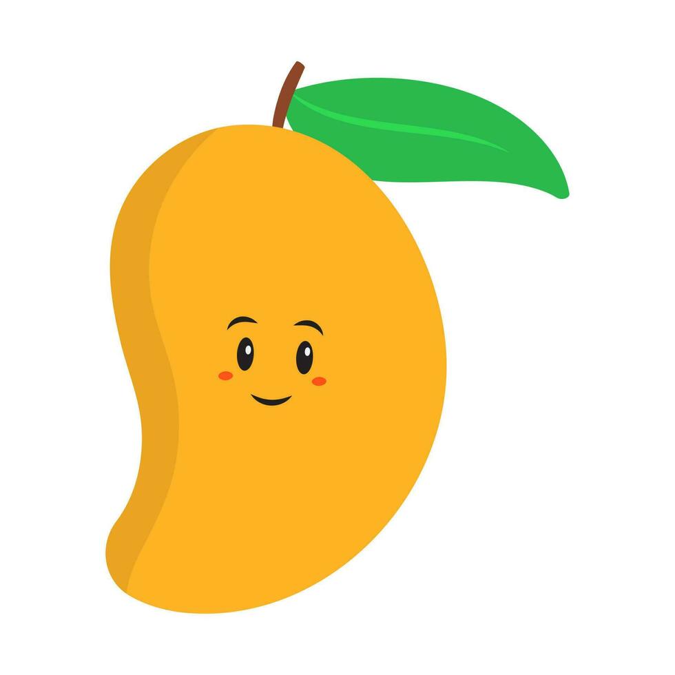 dibujos animados emoji de sonrisa mango en blanco antecedentes. vector