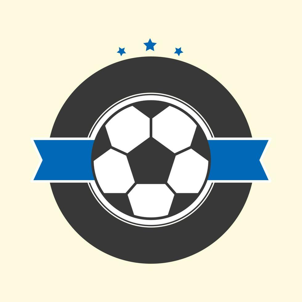 Isolated Soccer Wheel With Blank Blue Ribbon Against Cosmic Latte Background. vector