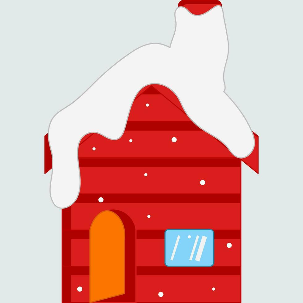 Isolated Snowy House Icon In Sticker Style On White Background. vector