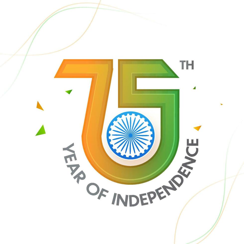 75 Years of Indian Independence Day Celebration Concept with Ashoka Wheel. vector