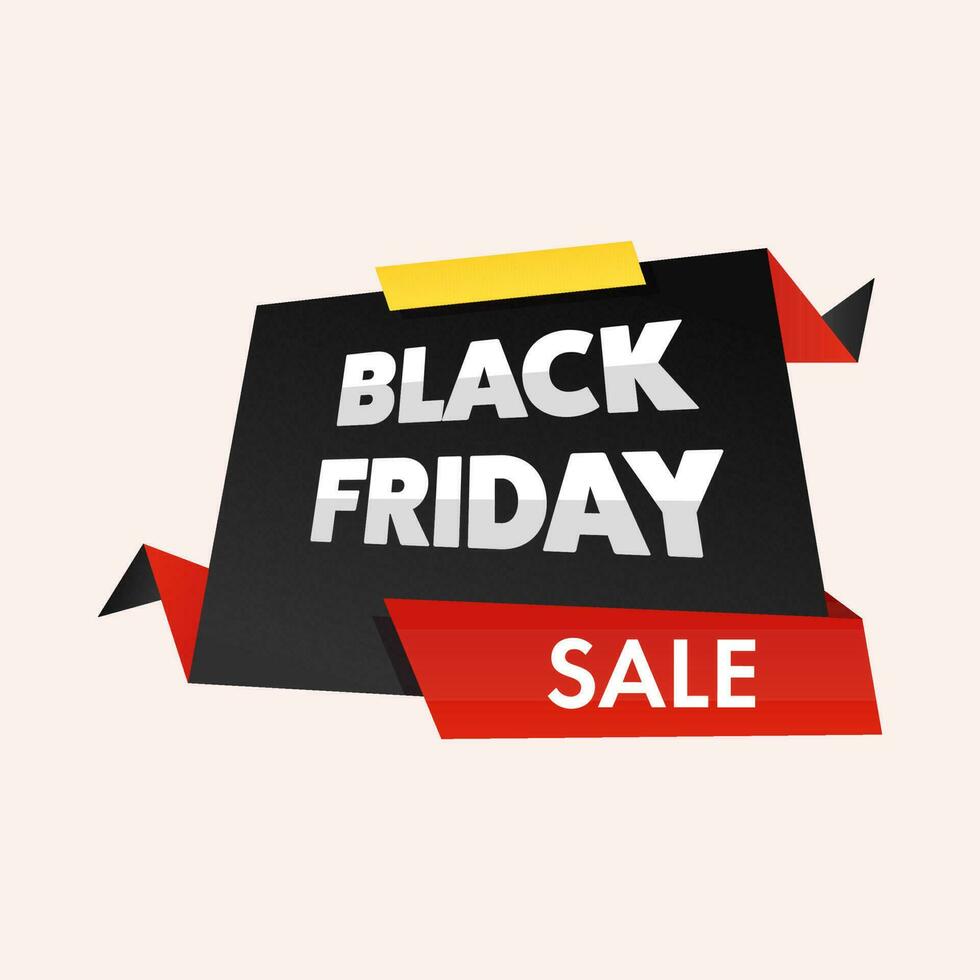 Black Friday Sale Ribbon Or Banner Against Pink Background. vector