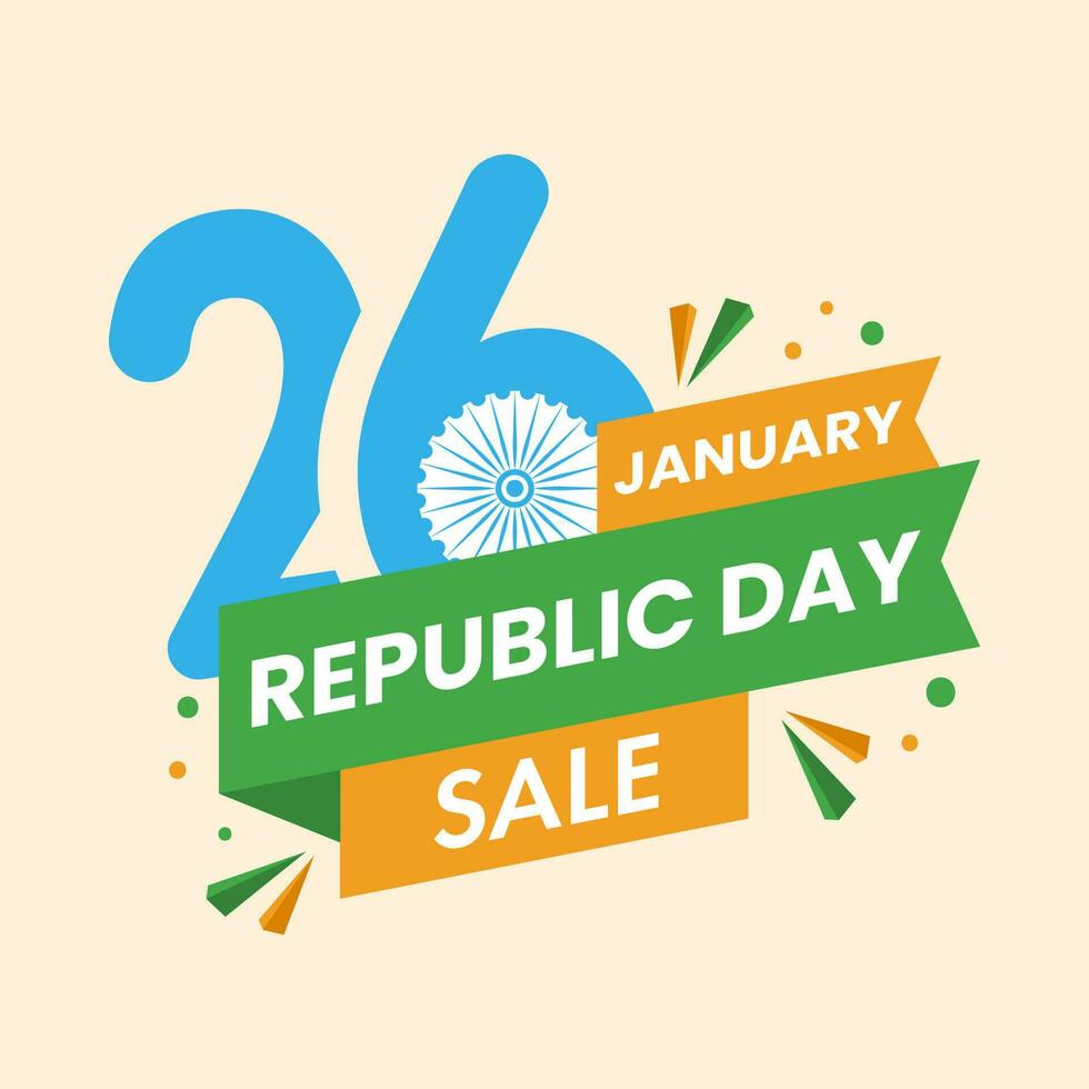 Illustration Of 26th January, Republic Day Sale Text Against On Pastel Peach Background. vector