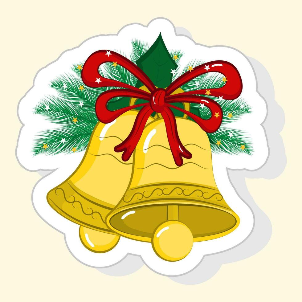 Illustration Of Decorative Jingle Bell With Holy Berry Leaves, Bow