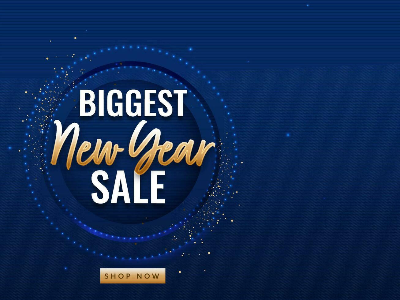 Biggest New Year Sale Poster Design With Lights Effect On Blue Background. vector