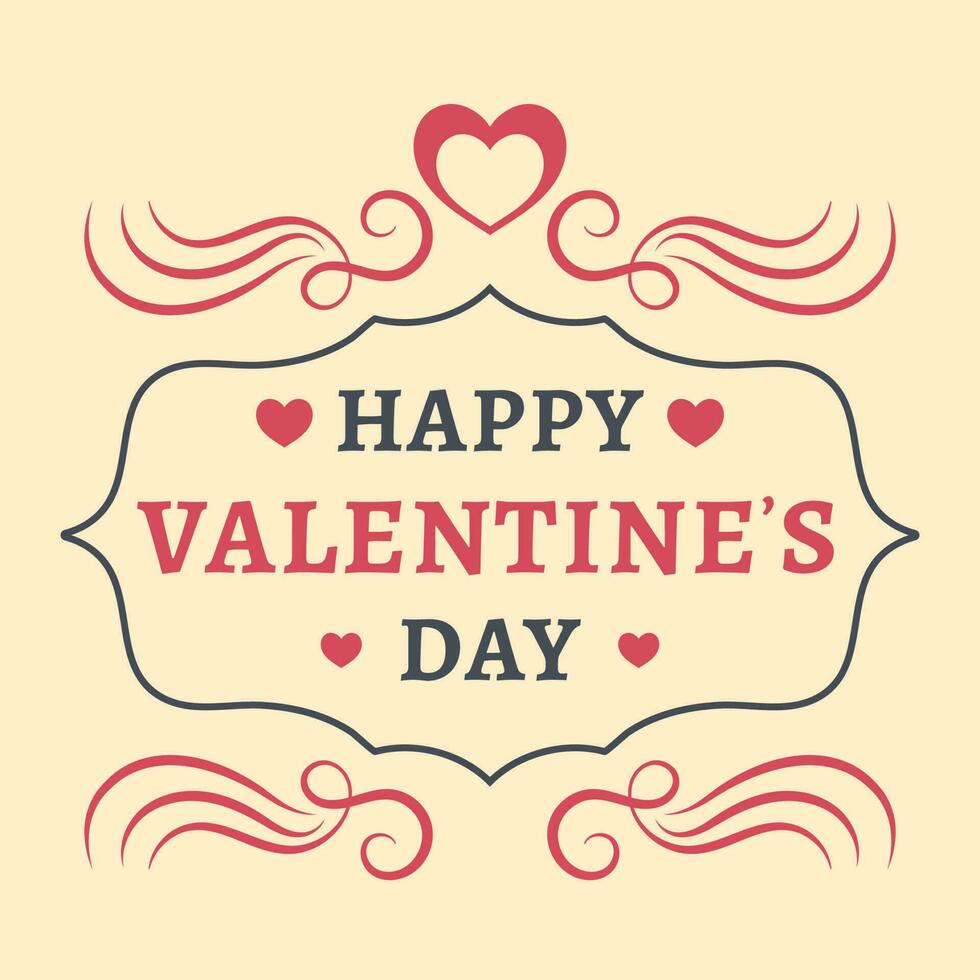 Illustration Of Happy Valentine's Day Font With Frame Against Beige Background. vector