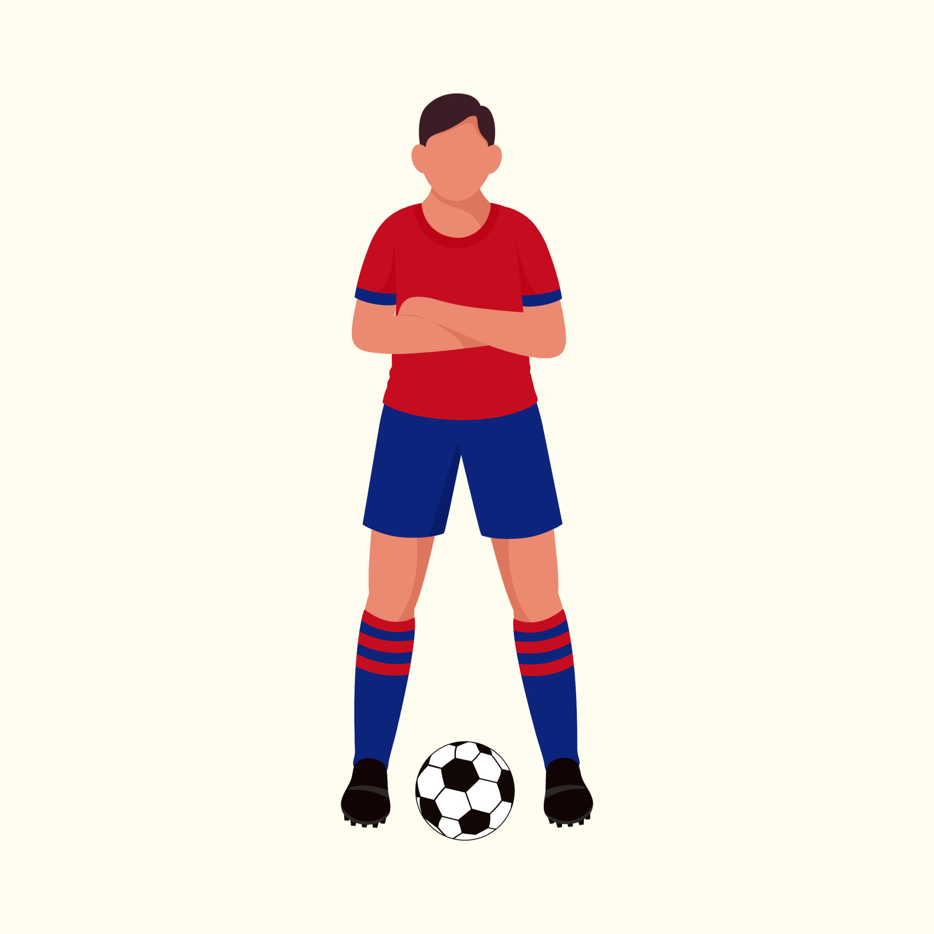 Faceless Soccer Player Standing With Football Against Cosmic Latte