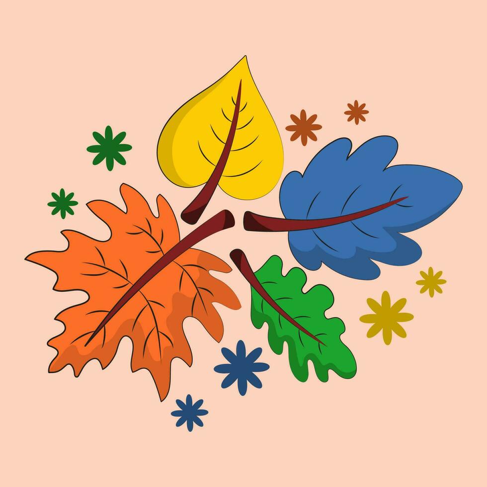 Autumn Leaves Decorative Peach Background. vector