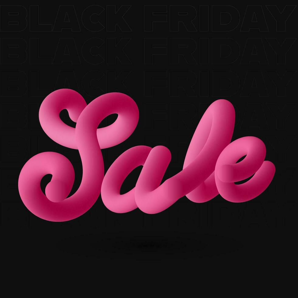 3D Blend Pink Sale Font Against Black Background. vector