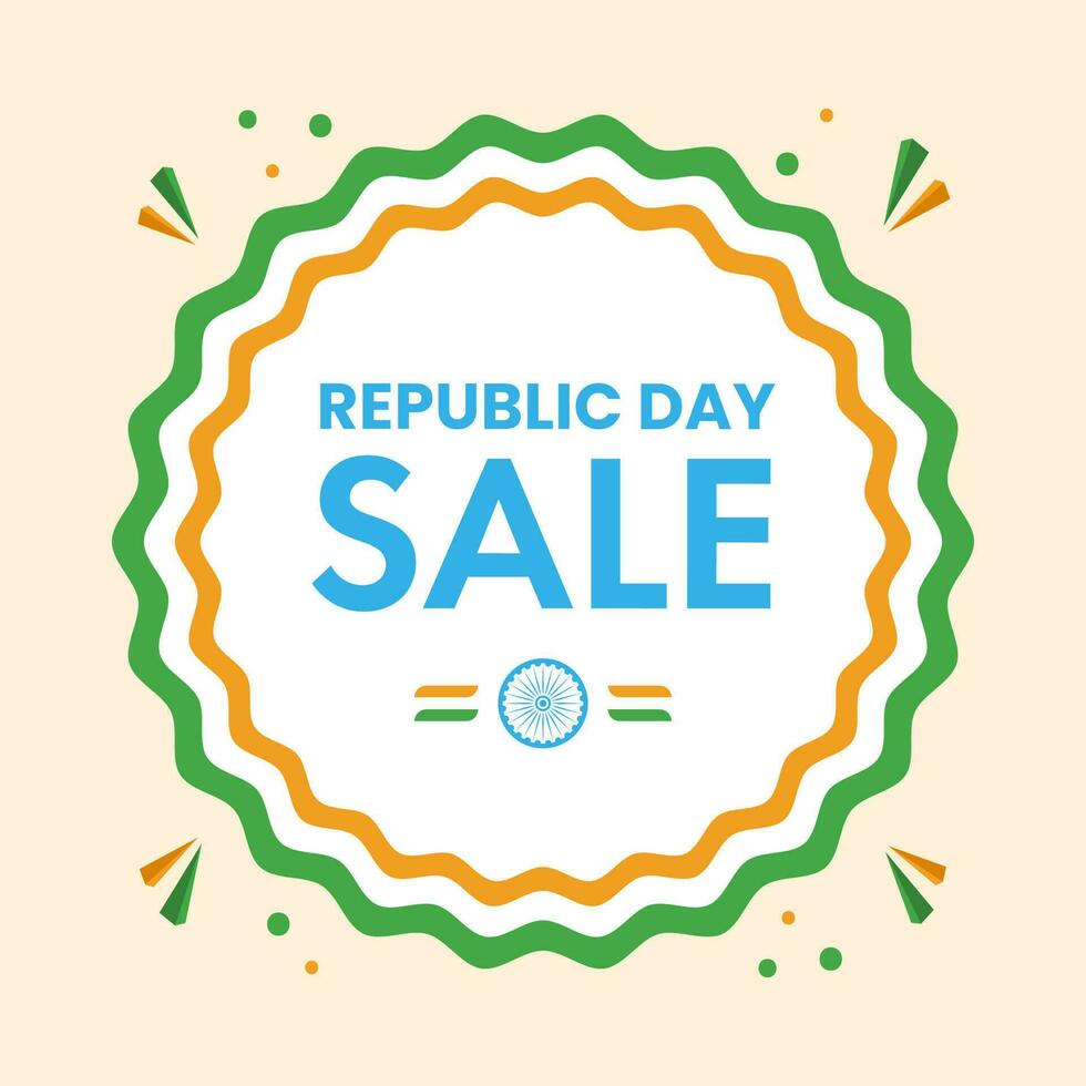 Illustration Of Republic Day Sale, Circular Indian Flag Color Frame Against Pastel Peach Color Background. vector