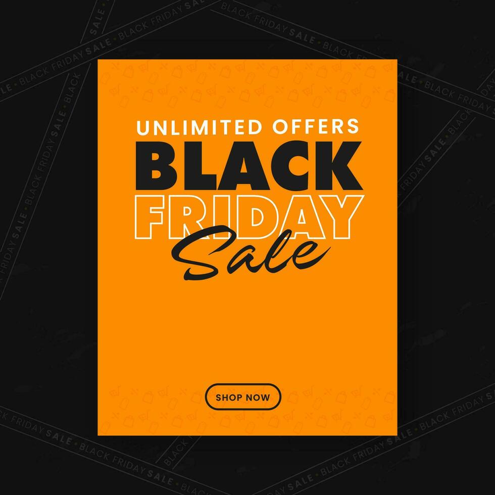 Black Friday Sale Flyer Or Template Design In Orange Color. vector