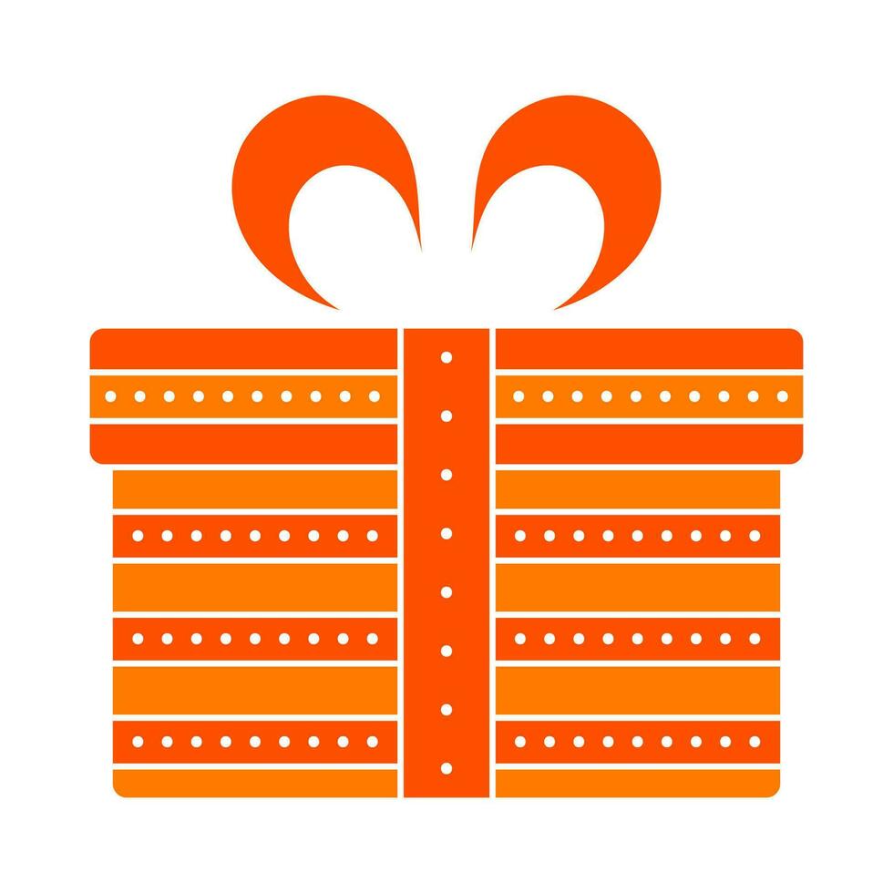 Circles With Strip Wrapping Gift Box Element In Orange And White Color. vector