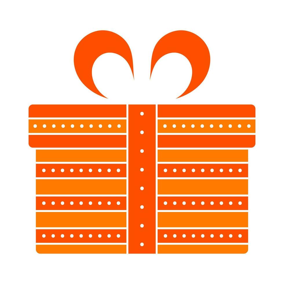 Circles With Strip Wrapping Gift Box Element In Orange And White Color. vector