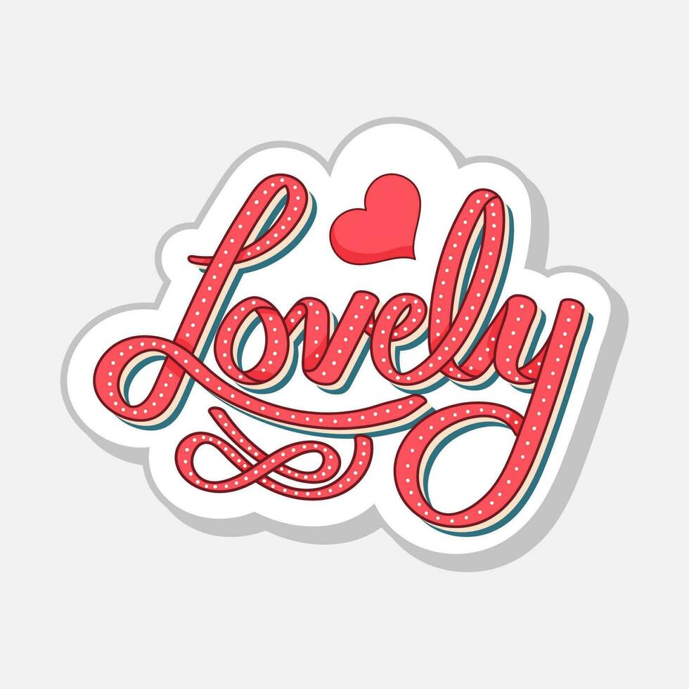 Isolated Lovely Sticker Calligraphy Symbol In Flat Style Against White Background. vector