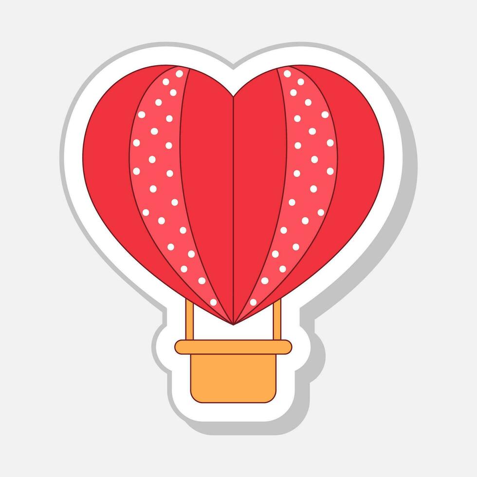 Isolated Sicker Style Hot Air Balloon Floating Flat Style. vector