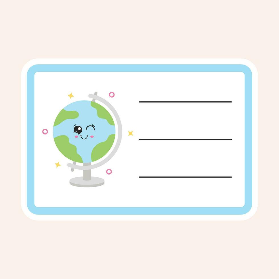 Mascot Earth Globe Character Frame Or Notebook Label On Peach Background. vector