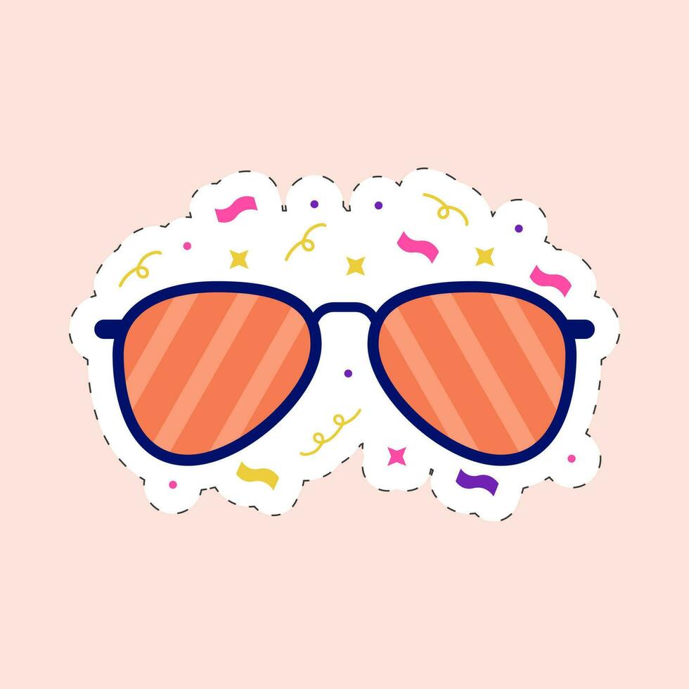 Isolated Stripe Party Goggles Icon In Confetti Peach Background. vector