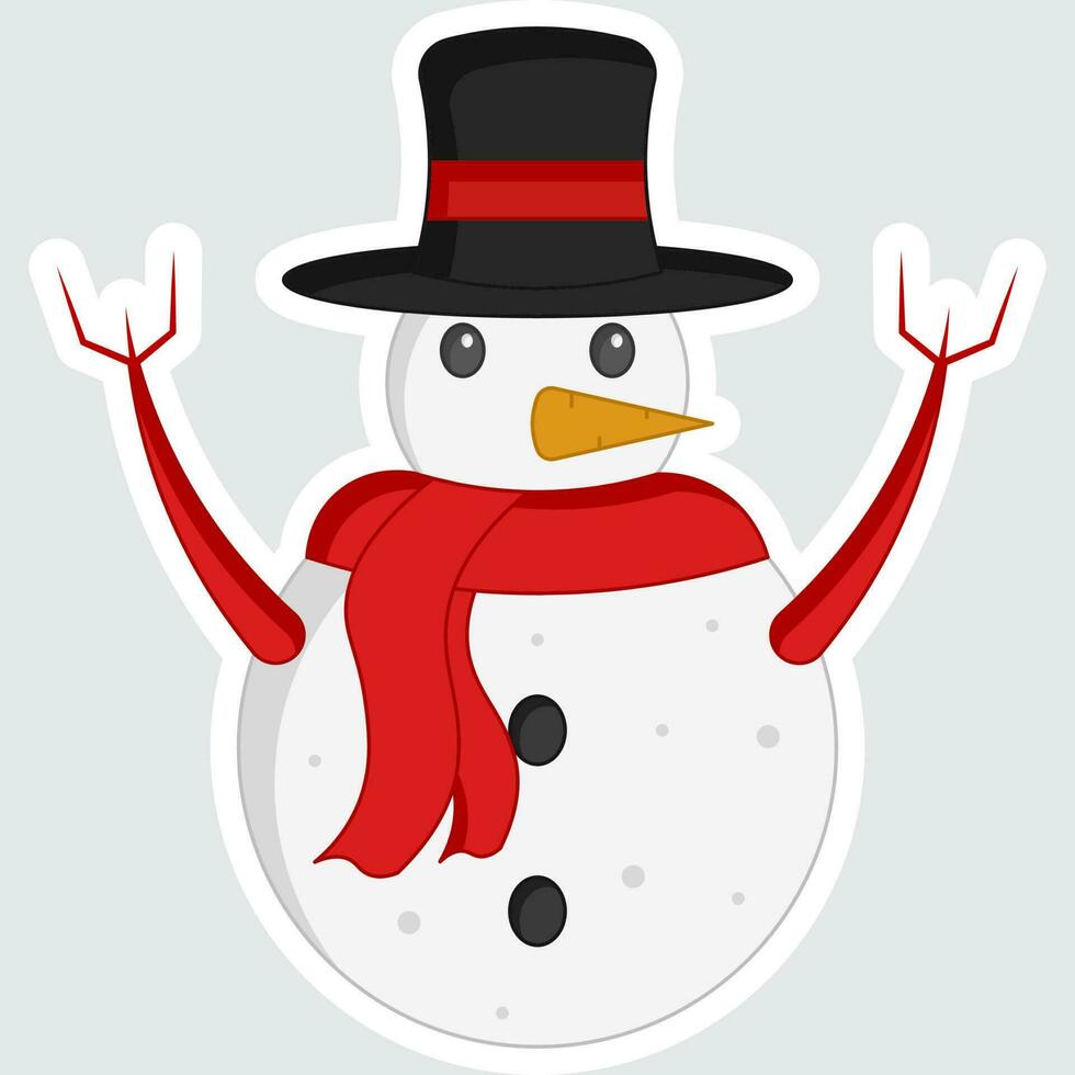 Sticker Style Colorful Snowman Icon. vector