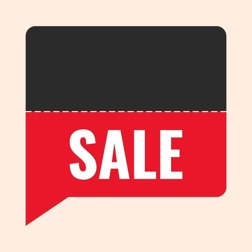 Black And Red Speech Bubble Against Peach Background For Sale Concept. vector