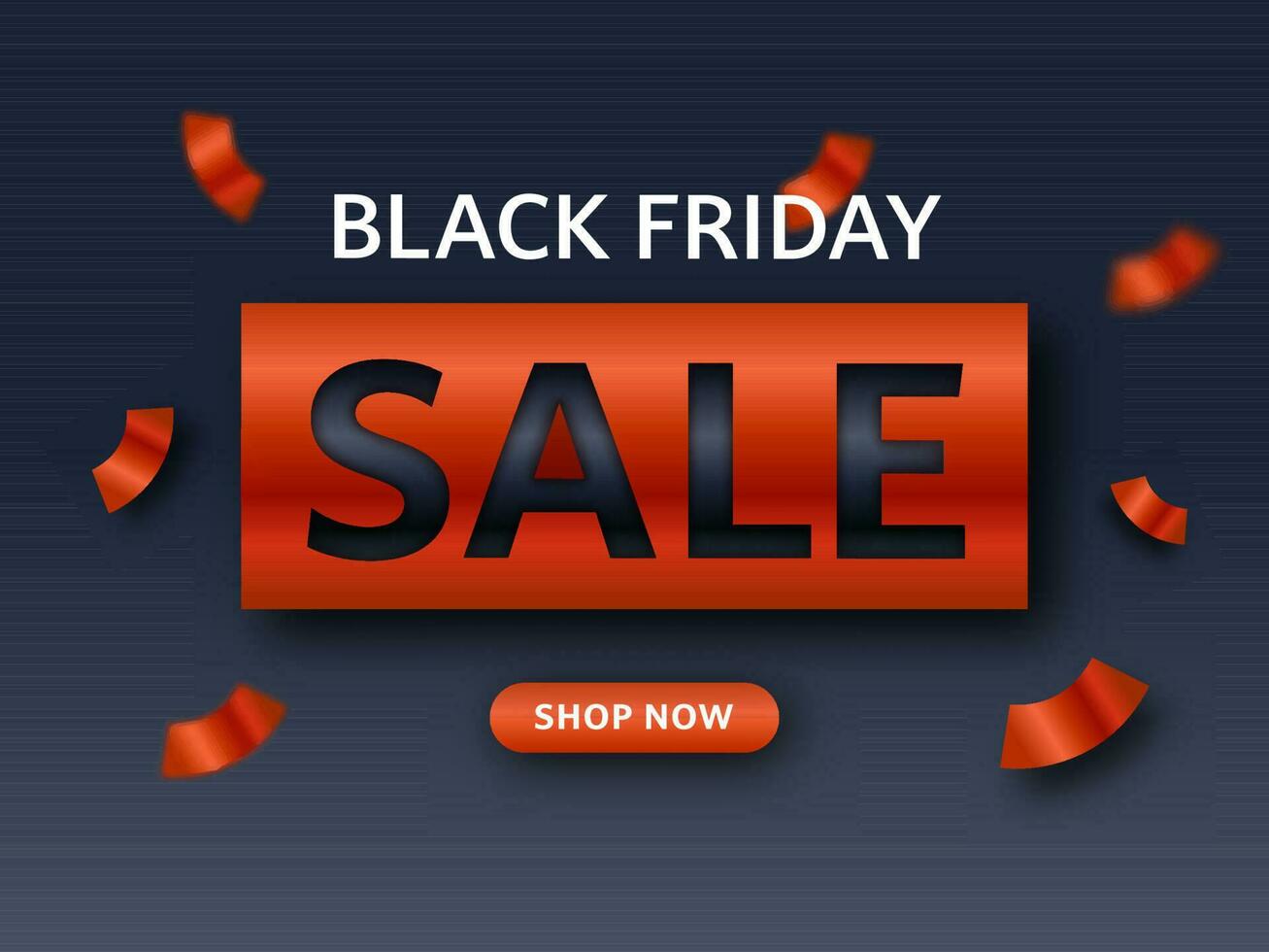 Black Friday Sale Poster Or Banner Design With Red Confetti Ribbon On Gray Background. vector