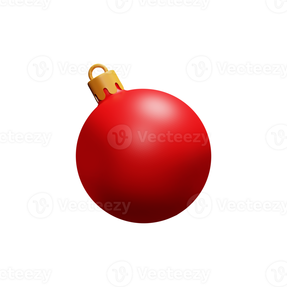 Isolated Christmas Bauble 3D Render Icon. png
